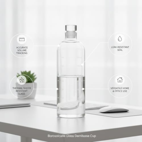 High Borosilicate Glass Demitasse Cup with Lid and Measurement Marks, Durable Espresso Vessel for Home and Office Use - Image 5