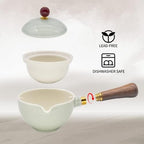 LURRIER Porcelain Chinese Gongfu Tea Set,Portable Teapot Set with 360 Rotation Tea maker and Infuser,Portable All in One Gift Bag for Travel,Home,Gifting,Outdoor and Office (Cyan Grey) - Image 4