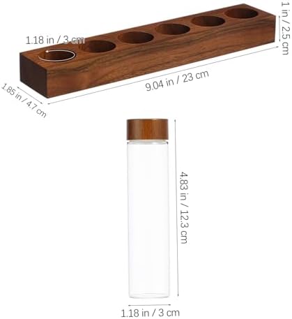 Alipis 6 Pack Glass Coffee Bean Storage Tubes with Wood Stand - Image 2