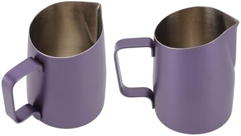Stainless Steel Milk Frother Cup, Purple Latte Art Pitcher, Rustproof Coffee Jug for Coffee Shop, Easy-Grip Design with Drip-Free Spout (450ML) - Image 7