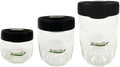 FERMALIFE - Food Storage Jar Containers, Borosilicate Glass Vacuum Seal Lids, Airtight Food Pantry Seal, Flour, Cereal, Pasta, Grains, Oats Canister | Size: 13.5oz, 27oz, 41oz (3pc set - BLACK) by FERMALIFE