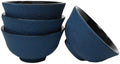 Ebros Gift Pack Of 4 Japanese Traditional Tetsubin Style Rough Textured Surface Mini Cast Iron Tea Cups Teacups Drinkware Tea Service Decorative Accent (Navy Blue) by EbrosGift