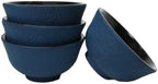 Ebros Gift Pack Of 4 Japanese Traditional Tetsubin Style Rough Textured Surface Mini Cast Iron Tea Cups Teacups Drinkware Tea Service Decorative Accent (Navy Blue) by EbrosGift