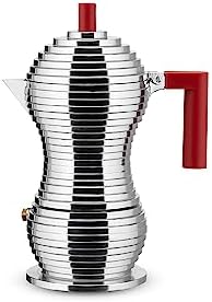 Alessi MDL02/3 R "Pulcina" Stove Top Espresso 3 Cup Coffee Maker in Aluminum Casting Handle And Knob in Pa, Red - Image 4