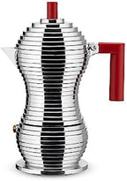 Alessi MDL02/3 R "Pulcina" Stove Top Espresso 3 Cup Coffee Maker in Aluminum Casting Handle And Knob in Pa, Red - Image 4