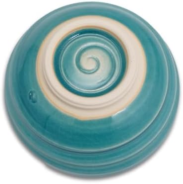 Kyoto Kiyomizu-yaki Earthenware Matcha Bowl - Rokuro Suji – 20.2 fl oz Charming Form, Lead-Free, Gift Box Included - Ideal for Tea and Café au Lait Made in Japan (Turquoise Blue) - Image 4