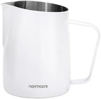 Normcore Milk Pitcher with Sharp Spout - Espresso Steaming Pitcher - Milk Frothing Jug - Espresso Barista Tool - Non-stick coating White - 20.3 oz (600 ml) by NORMCORECOFFEETOOLS
