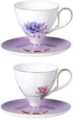 KAMMAK Tea Cups Set of 2,Ceramic Floral Pattern Demitasse Cup by KAMMAK