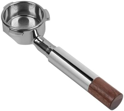 Openwork Bottomless Portafilter Stainless Steel And Walnut Espresso Handle 54/58Mm High Extraction Precision Basket，Compatible For IKAPE，Coffee Machine Parts(54mm Silver 1pcs) by Unknown