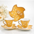 SODEF Vintage Porcelain Tea Cup Set - 2 Person Set with Gold Accents and Floral Designs, 2.7 fl oz Cups - Cream by Unknown