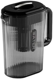 Water Pitcher Large Water Pitcher with Lid and Spout Beverage Bottle Plastic Cold Tea Containers Jug Fridge Iced Drink Kettle Water Jug(Black) by Unknown