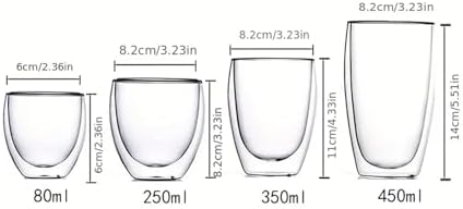 Coffee Mug Double Wall Glass Cup Heat Insulation Transparent Handmade Tea Drink Coffee Mug(2 pcs 250ml) - Image 3