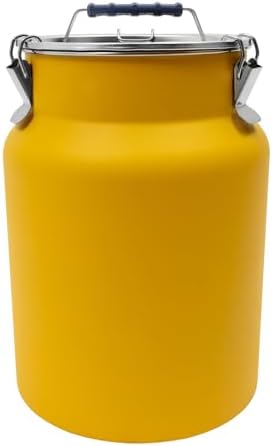 12L/3.17Gal Stainless Steel Airtight Canister Yellow Round Food Storage Canisters with Airtight Lid&Locking Clamp Rice Cereal Grain Canisters Container Bucket for Rice Milk Jug Coffee Bean Storage by DUTTIETY