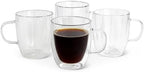 Amazon Basics Double Walled Glass Coffee Mugs, 4-Piece Set, Dishwasher-Safe, Borosilicate Glass, 12 oz. (Pack of 6) by AmazonBasics