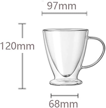Double Wall Glass Coffee Cup, Insulated Tea, Café, Milk Mug (2-piece pack) (300ml, Espresso) - Image 2