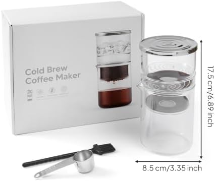 Amagogo Coffee Device Cold Brew Maker Coffee Maker Brewer Carafe With Transparent Glass Body And Cleaning Brush For Easy Care Suitable for home travel gifting shared dorm use small apartments 300mL - Image 3
