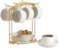 YOLIFE 2.5 OZ Porcelain Espresso Cups Set with Saucers and Foldable Stand by YOLIFE