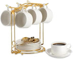 YOLIFE 2.5 OZ Porcelain Espresso Cups Set with Saucers and Foldable Stand by YOLIFE