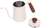 Walfront Gooseneck Coffee Kettle, 600ml 304 Stainless Steel Pour Over Kettle with Wood Handle, Long Spout, Measurement Marks, Precision Brewing Pot for Home Coffee Drip Brewing (White) - Image 3