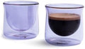 FLUR Espresso Glasses (Set of 2) Perfect for Espresso, Macchiatos & Small Espresso Drinks – Double-Walled Borosilicate Glass – Handmade, Lightweight & Durable – 3oz (Purple) by FLUR