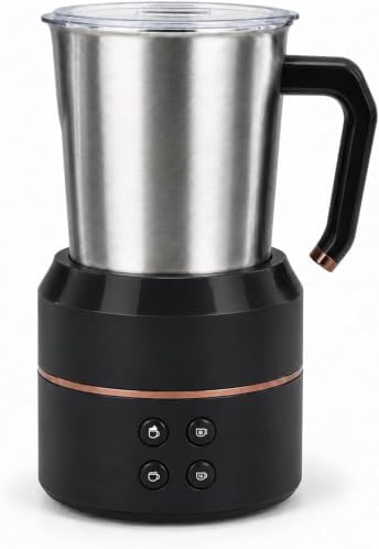 4-in-1 Electric Milk Frother, 8.5 oz Automatic Steamer, Black by Minervor+kitchen+ware