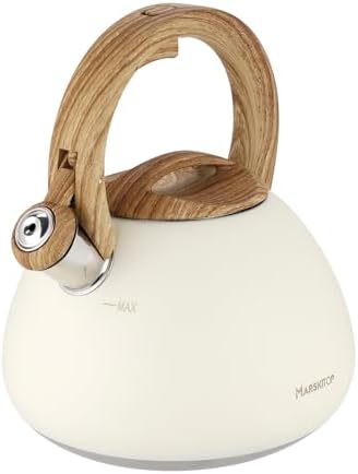 MARSKITOP Tea Kettle Stovetop, Loud Whistling Teapot, 2.6 Quart Cream White by MARSKITOP