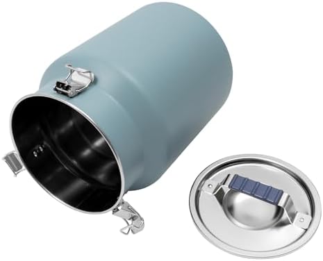12L/3.17Gal Stainless Steel Airtight Canister Blue Round Food Storage Canisters with Airtight Lid&Locking Clamp Rice Cereal Grain Canisters Container Bucket for Rice Milk Jug Coffee Bean Storage - Image 5