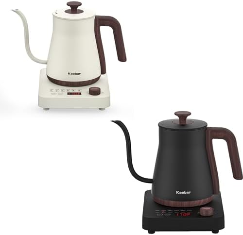 Gooseneck Electric Kettle Bundle Set - 6 Temperature Presets, LED Display, 0.8L, 1000W by Keebar
