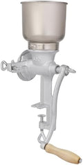 Universal hand-cranked grain grinder, silver stainless steel manual mill by Unknown