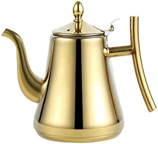 Kettle Water Tea Pot Stainless Steel Tea Infuser Filter Metal Coffee Pot Gas Stove Induction Cooker Tea Kettle Hotel Filter Milk Tea Pot (Color : Gold 1L) (Gold 1.5l) by Unknown