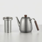 Stainless Steel Teapot Gooseneck Coffee Pot Pour Over Kettle Water Boiler With Wood Knob And Ergonomic Handle Suitable, style to 1, 1600ml With Tea Infuser - Image 3