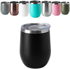 HASLE OUTFITTERS 12oz Wine Tumbler with Lid Stemless Wine Glasses Double Wall Vacuum Travel Mugs stainless steel Coffee Cup for Cold & Hot Drinks Wine Coffee Cocktails Beer 6 Pack Black - Image 2