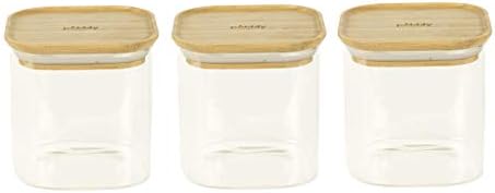 Pebbly PKV-015 Borosilicate Glass Box 11 x 11 x 11 cm Transparent/Bamboo by Pebbly
