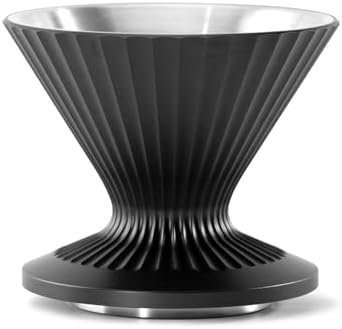 Pour Over Coffee Dripper Drip Coffee Pour Over Maker Resuable Blossom Cone Funnel Stainless Steel Metal Coffee Filter for Travel, Camping, Office, Home, Coffee Maker Brew (Deep Gray) by Codale