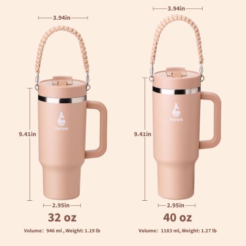 Farsea 40oz Insulated Stainless Steel Travel Tumbler with Handle & Straw - Image 7