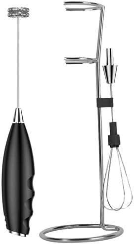 Wireless Electric Milk Frother and Multifunctional Egg Beater, Handheld Design for Coffee and Baking, Dual-Head with Stand, Built-In Battery, Black Color, for Home and Kitchen Use - Image 4