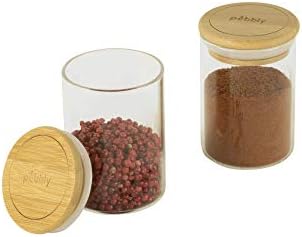 Pebbly PKV-014 Box, Glass, Transparent/Bamboo, Diameter 6.5 x 8.5 cm - Image 2