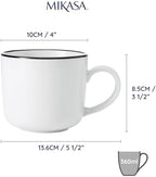 Mikasa Limestone Porcelain Mug Set, 4X Porcelain Mugs with Black Rim for Tea and Coffee, 360ml| Gift Boxed & Dishwasher Safe - Image 2