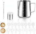 Milk Frothing Pitcher Set with Latte Art Molds, Needle, and Powder Shaker for Home Espresso by Unknown