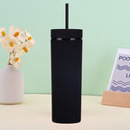 Matte Black Tumblers with Lids and Straws.16oz Skinny Tumblers Bulk.Double Walled Plastic Acrylic Pastel Tumblers Cups for Iced Coffee Smoothie.DIY Silm Tumbler. - Image 4