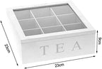 Amagogo Wooden Tea Storage Box with Glass Lid, 9 Compartment Stackable Tea Bag Organizer for Kitchen and Pantry - Image 3