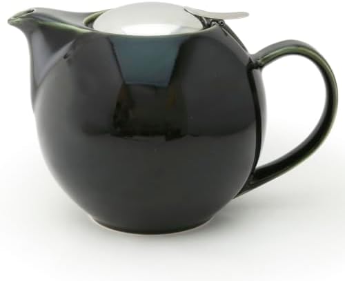 Zero Japan 34 oz Ceramic Teapot with Infuser for Loose Tea - Smooth-Pour Spout, Dishwasher Safe Large Ceramic Loose Leaf Tea Pot (Stainless Steel Infuser & Lid Removable), Green by ZEROJAPAN