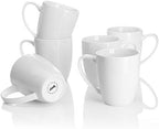 Sweese Porcelain White Coffee Mugs - 12 Ounce - Set of 6, Coffee Cups for Latte, Hot Tea, Cappuccino, Mocha, Cocoa, Festival Gift, Microwave Safe ﻿ by Sweese