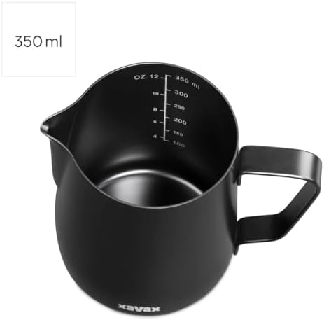 Xavax Milk Jug, 350 ml (Stainless Steel Milk Jug, Milk Jug for Frothing Milk, Milk Jug, Pitcher, Barista Accessories, Coffee Accessories, Milk Foam Jug, Barista Milk Jug) Matte Black - Image 2