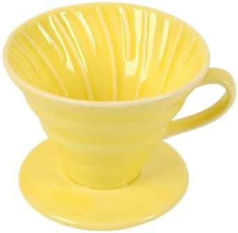 Ceramic Coffee Filter Enhances The Rich Flavor Set For Pour Over Maker(Yellow) by Unknown