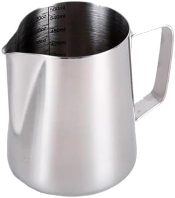 milk frothing pitcher Stainless Steel Frothing Pitcher Pull Flower Cup Coffee Milk Mugs Frother with Scale Latte Art, Kitchen Access 350-900ml for kitchen(600ML) by Unknown