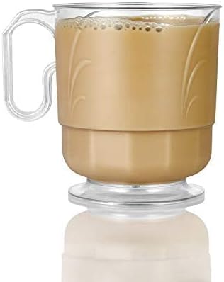Lillian Tablesettings Elegance 320 Pack 8 oz Heavyweight Disposable Clear Coffee Mugs with Handle, Plastic Tea & Hot Beverage Cups, Crystal Clear Drinkware for Parties & Catering - Image 2