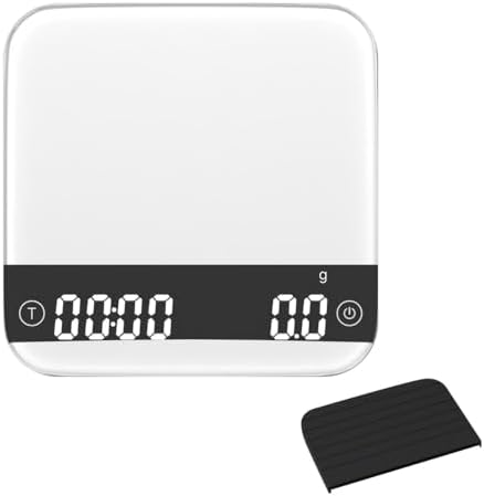 Coffee Scale with Timer,2kg/0.1g Accurate Mini Digital Kitchen Scale Scales Gram & Ounce & Milliliter Scale LED Display Touch Button for Espresso and Pour-Over by DONGKER