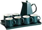 Water Pitcher Nordic Ceramic Cold Kettle Set Afternoon Tea Set teapot Teacup Home Living Room tie Pot with Tray Water Jug(Green) by Unknown