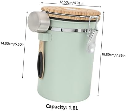 1.8l Airtight Coffee Bean Storage Jar Stainless Steel Lid Vacuum Sealed Canister Bean Container for Dry Food - Image 2